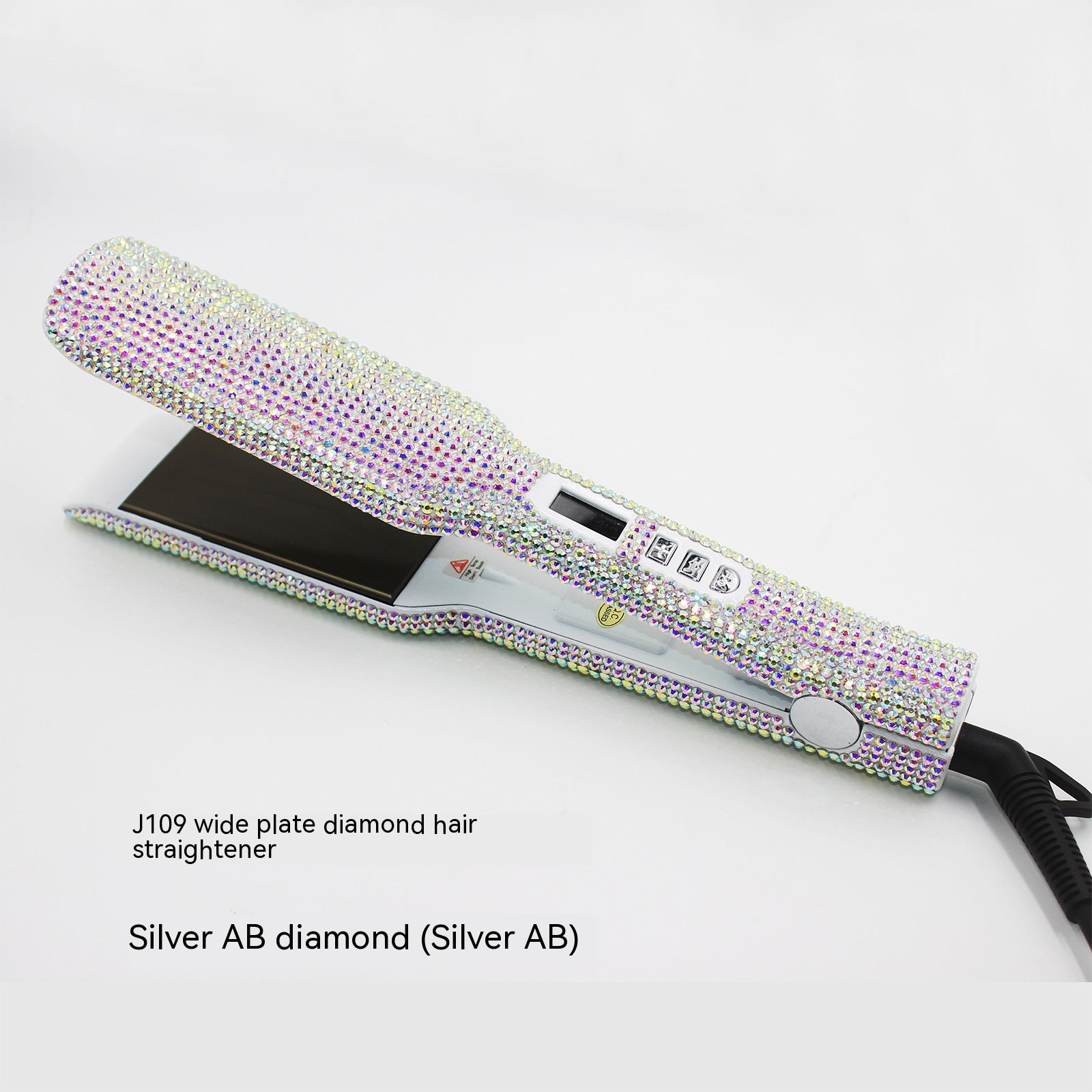 Professional  Hair Straightener with Sparkling Rhinestone Design - High Temperature Wide Plate Perfect for Sleek Styles