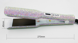 Professional  Hair Straightener with Sparkling Rhinestone Design - High Temperature Wide Plate Perfect for Sleek Styles